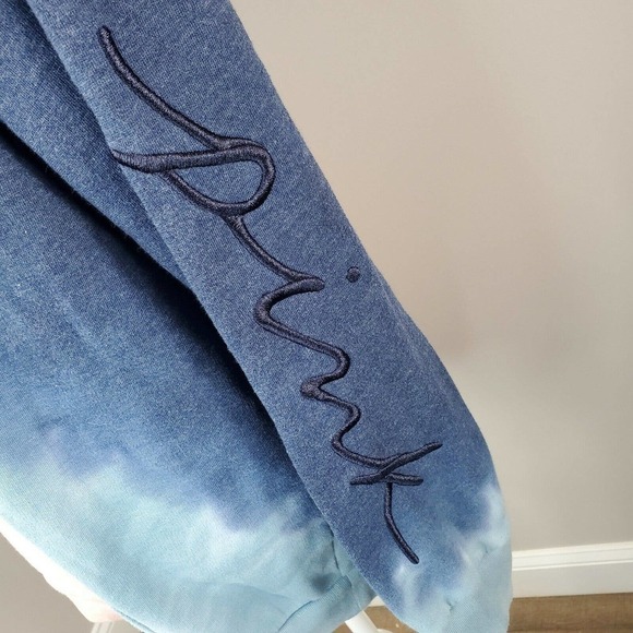 Victoria Secret PINK Tie Die Hoodie Sweatshirt Size M Blue Pink Kangaroo Pocket - Picture 5 of 13